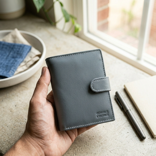 Genuine Leather Compact Bifold Wallet | Slim & Stylish | Multiple Card Slots | Durable Everyday Accessory | Black