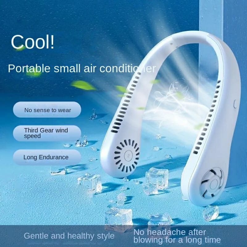 Portable Bladeless Neck Cooler – Hands-Free 360° Airflow USB Rechargeable Neck Fan for Indoor & Outdoor Use