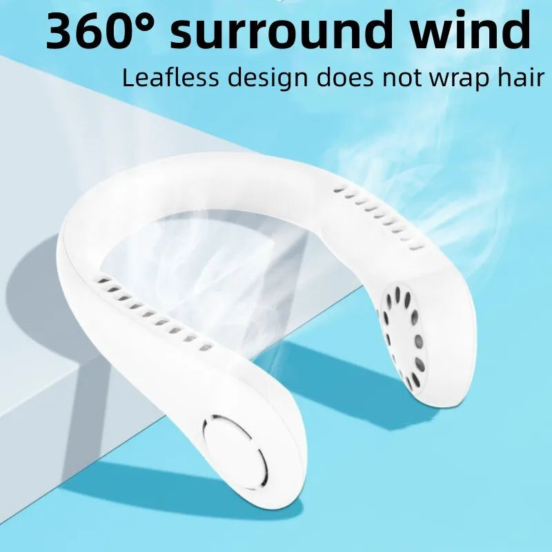 Portable Bladeless Neck Cooler – Hands-Free 360° Airflow USB Rechargeable Neck Fan for Indoor & Outdoor Use